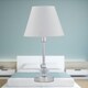 image 4 of Set of 2 Chrome Jewelled Table Lamps with Ivory Off White Shades Chrome | Red