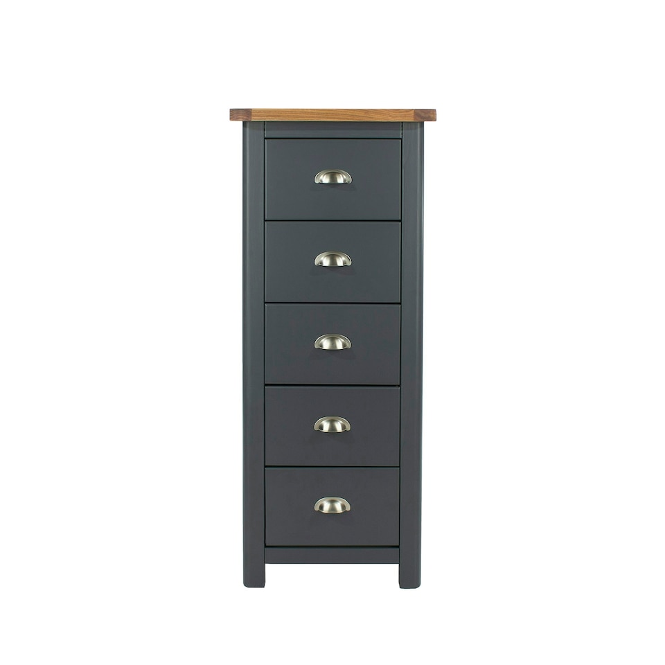 image 1 of Core Products Dunkeld 5 Drawer Midnight Blue Narrow Chest, H114.5cm x W45.0cm x D40.0cm Blue