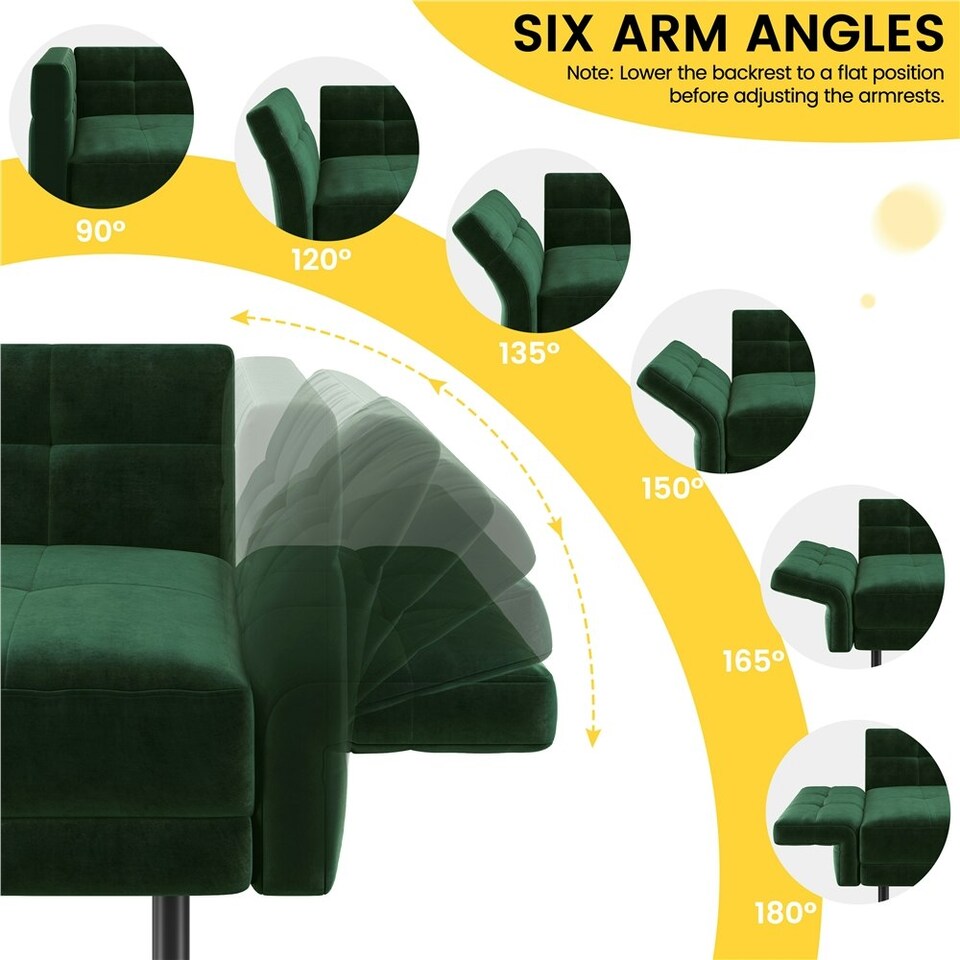 image 1 of Yaheetech Velvet Futon Sofa Bed Sleeper Sofa with 4 Pillows