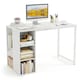 image 2 of COSTWAY Computer Office Desk with 5 Compartments White White