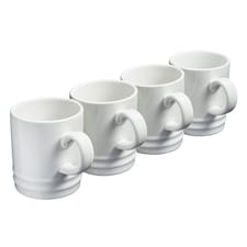 Cooks Professional 4 Piece Mug Set |  Durable Dishwasher Safe Stoneware | 350ml | White | White