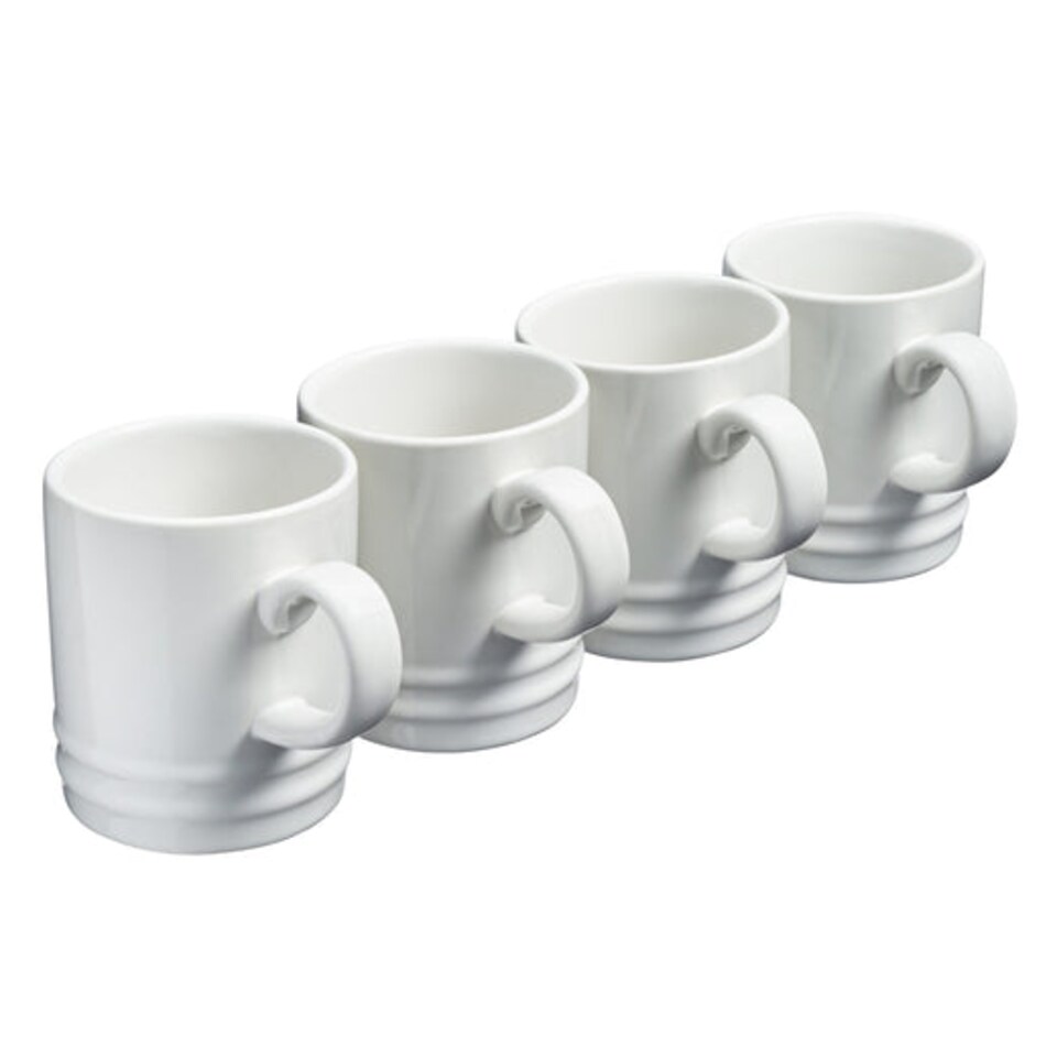 image 1 of Cooks Professional 4 Piece Mug Set |  Durable Dishwasher Safe Stoneware | 350ml | White | White