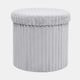 image 5 of OHS Soft Fleece Ribbed Round Foldable Footstool Seat Storage Organiser Ottoman Grey
