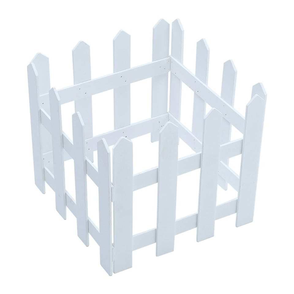 image 1 of Living and Home Wooden Christmas Tree Picket Fence for Decoration - White