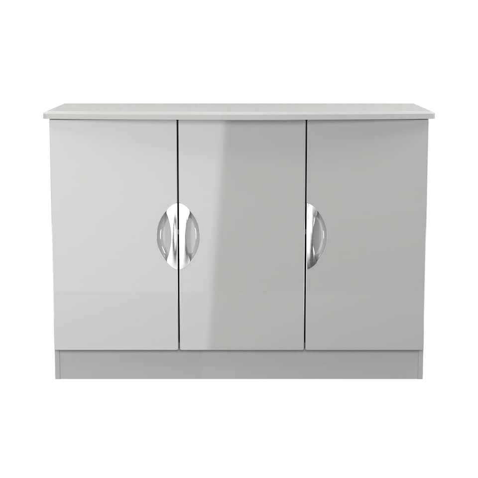 image 1 of Holborn 3 Door Sideboard in Grey Gloss & Dusk Grey (Ready Assembled) | Grey | Grey Gloss & Dusk Grey