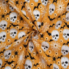 Orange Printed Polycotton Fabric for Dressmaking, 110cm / 43" Wide - per metre