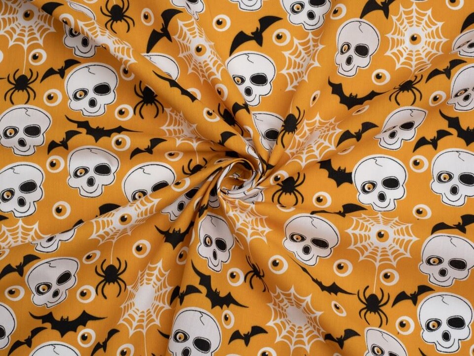 Orange Printed Polycotton Fabric for Dressmaking, 110cm / 43" Wide - per metre