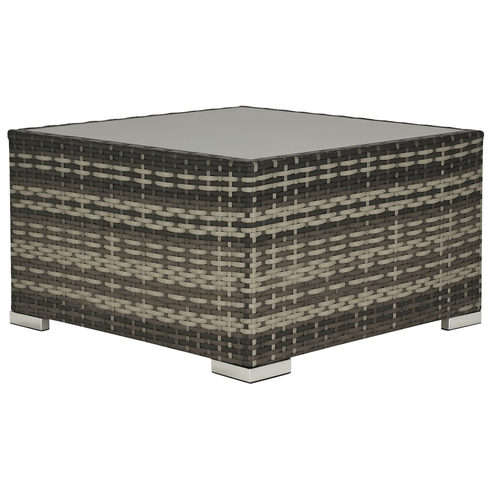 image 1 of Outsunny Patio Wicker Coffee Table w/ Glass Top Suitable for Garden Backyard