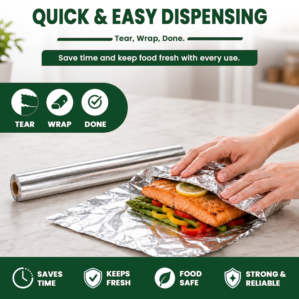 image 1 of ECONX Heavy-Duty Kitchen Foil 75M X 30CM Aluminium Foil Roll Food Service & Catering 2 Roll
