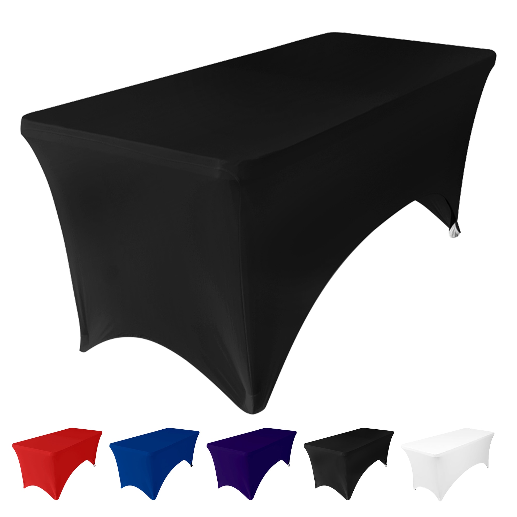 Neel Blue 6FT Rectangle Patio Tablecloth Elastic Spandex Table Cover in Black