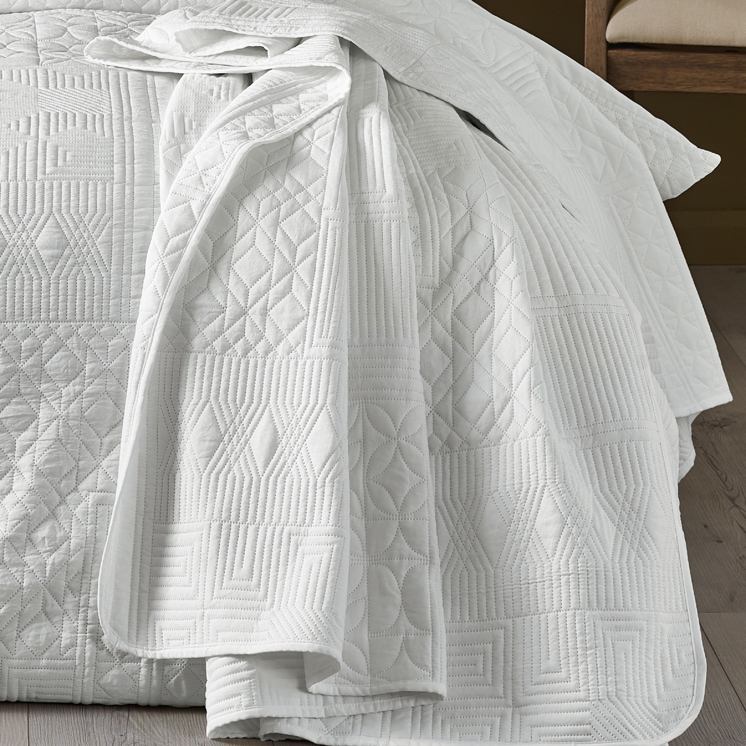 Catherine Lansfield 'Folkstone Geo' Bedspread in White