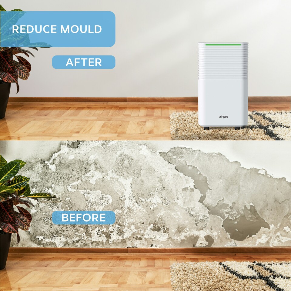 image 1 of Air Pro 12L/Day Digital Dehumidifier - 2L Tank Sleep Mode 24HR Timer For Home Or Office - Portable Quiet Mould, Damp, Condensation Remover | White | 12L / Day | 1