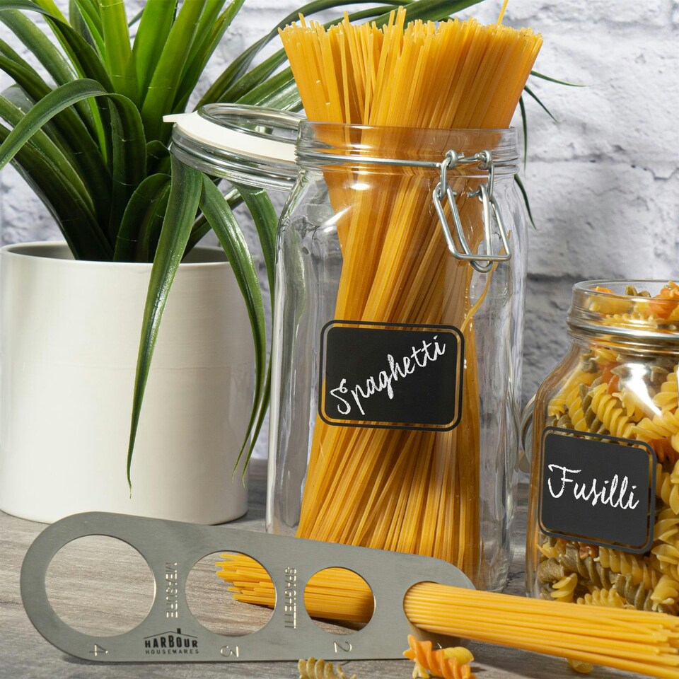 image 1 of Bormioli Rocco Lavagna Glass Storage Jars with Labels - 1.5 Litre - Pack of 6