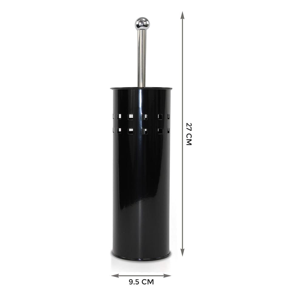 image 1 of STAINLESS STEEL BATHROOM TOILET CLEANING BRUSH & HOLDER FREE STANDING SET BLACK