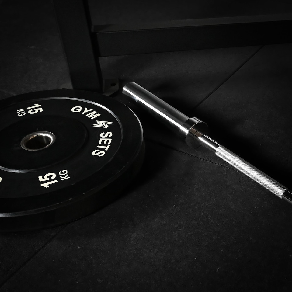 image 1 of GYM SETS GymSets Olympic 2" Barbell | - 7ft Barbell + Clips / Black