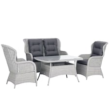 Outsunny 4 PCs Outdoor Rattan Sofa Set, Wicker Sectional Sofa Set Mixed Grey