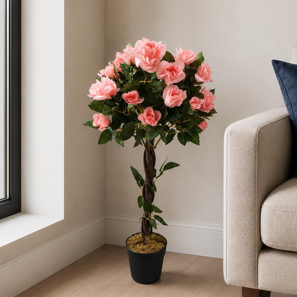 image 1 of Artificial Pink Rose Tree Wedding Twisted Vine Detail 90cm (3ft)