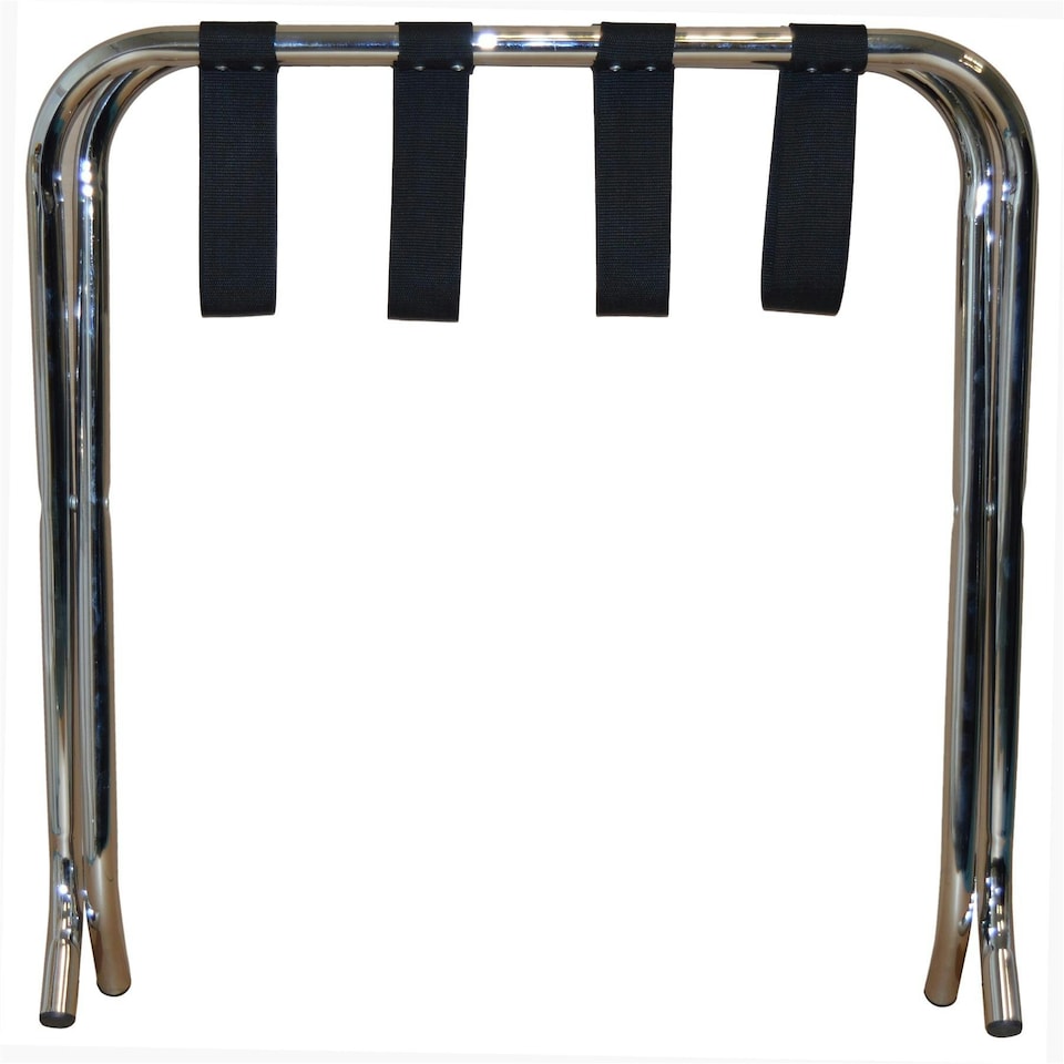 image 1 of Harbour Housewares Folding Metal Luggage Rack - Chrome Grey