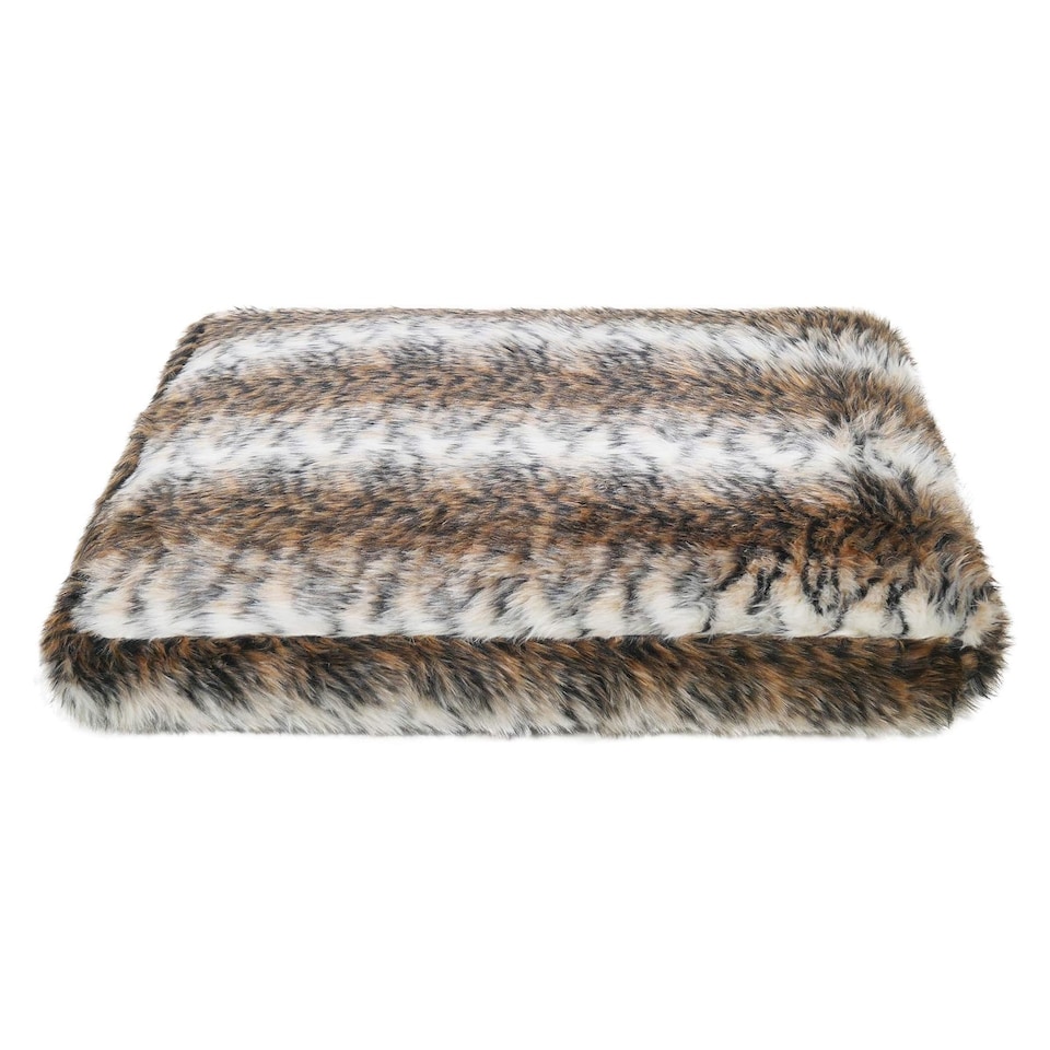 image 1 of Rosewood Brown Cosy Faux Fur Print Dog Mattress Bed