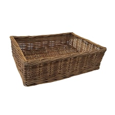 Large Double Steamed Storage Wicker Tray | Brown | Brown | Large