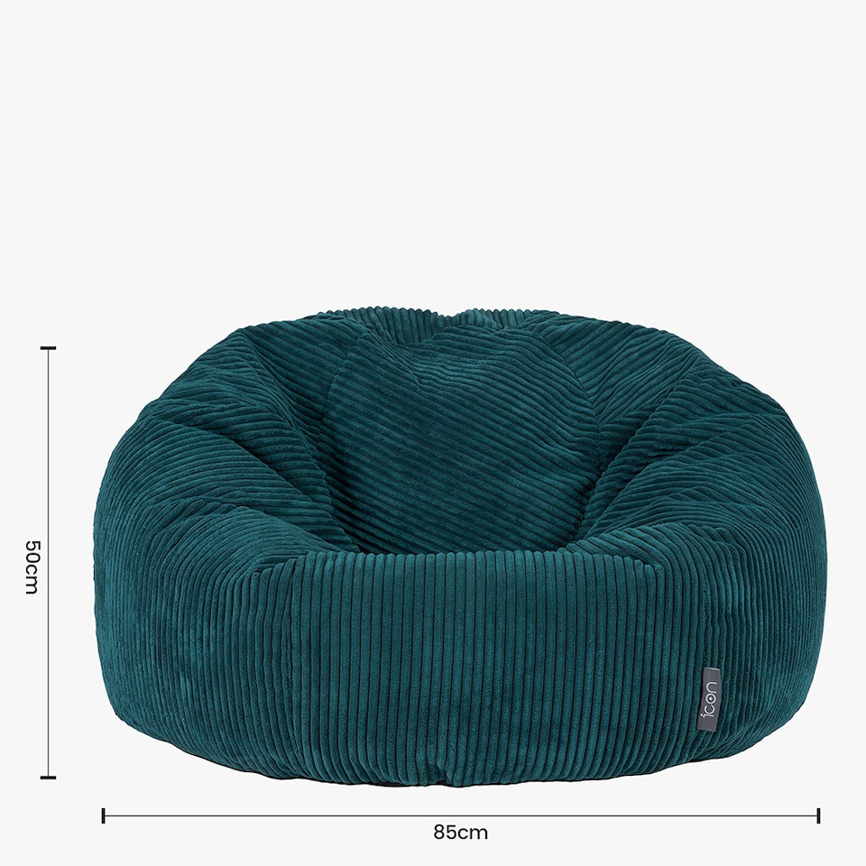 image 1 of Kingston Cord Adults Bean Bag Chair and Pouffe, Ready Filled Beanbag and Footstool Teal | Green | Teal Green | 2