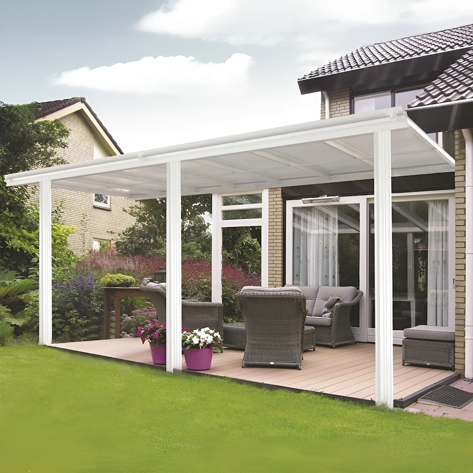 image 1 of White Garden Veranda Canopy Patio Shade Pergola 10ft x 10ft