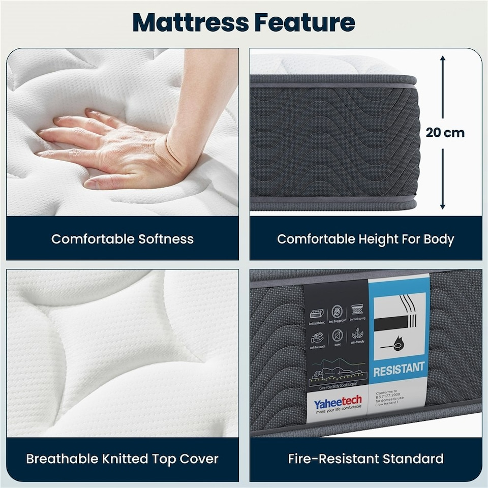 image 1 of Yaheetech Single Medium Firm Hybrid Mattress with Pocket Sprung