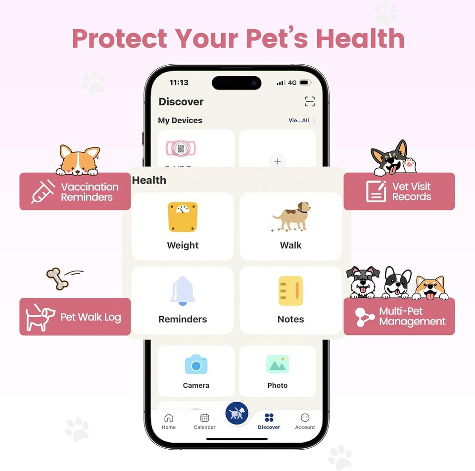 image 1 of AirTag Dog Collar Holder & Free App Pet Tracker Smart QR ID