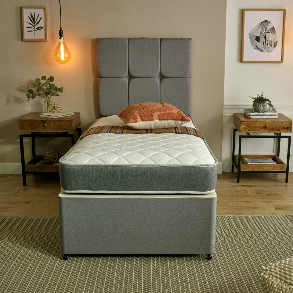 image 1 of 7-Inch Hybrid Sprung Mattress - Soft Firmness Deep Quilted Sleep Surface Grey | Double