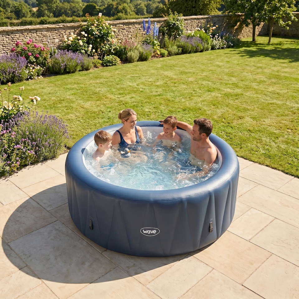 image 1 of Wave Atlantic 6 Person Inflatable Hot Tub, EnergySave Bundle, Navy