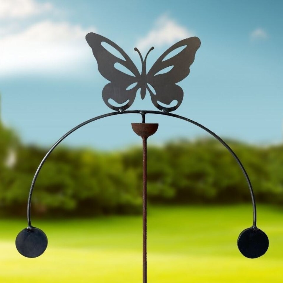 image 1 of Butterfly Wind Rocker Double Bare Metal/Ready to Rust - Steel - W54 x H148.5 cm