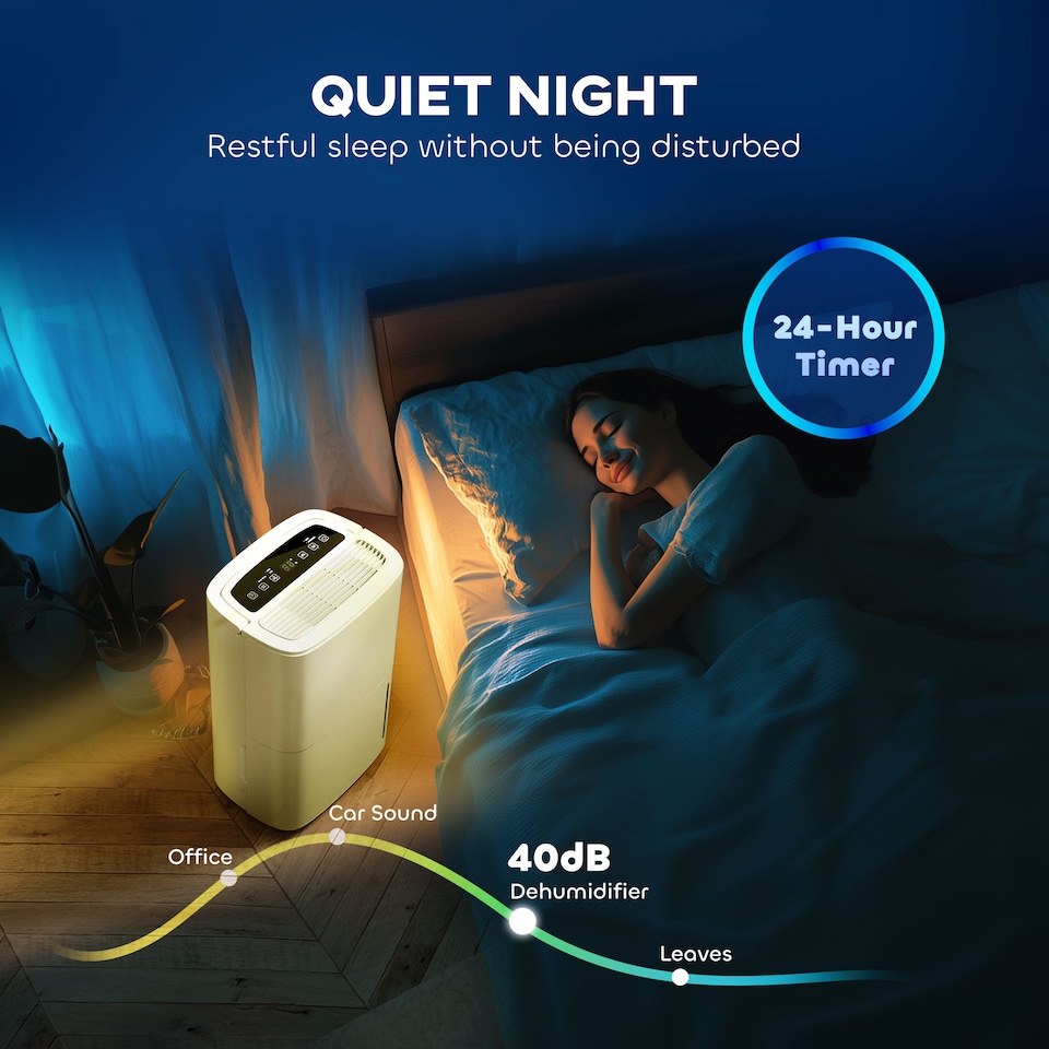 image 1 of HOMCOM 20LDay Dehumidifier with Continuous Drainage, 5L Water Tank, 24H Timer, Digital Humidity Display, Humidity Light, Dehumidifier for Home Damp, Bedroom, Condensation, Mould, Laundry Drying