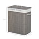 image 5 of HOMCOM 100L Laundry Basket with Lid String Handles, 2 Section Collapsible Hamper Removable Lining Foldable Water-Resistant Dirty Clothes Storage, Grey