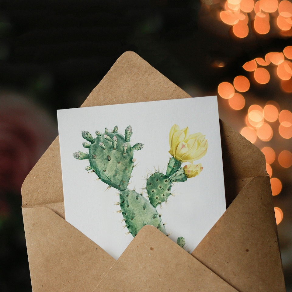 image 1 of Pierre-Joseph Redouté Art Card Opuntia Polyanthos Cactus