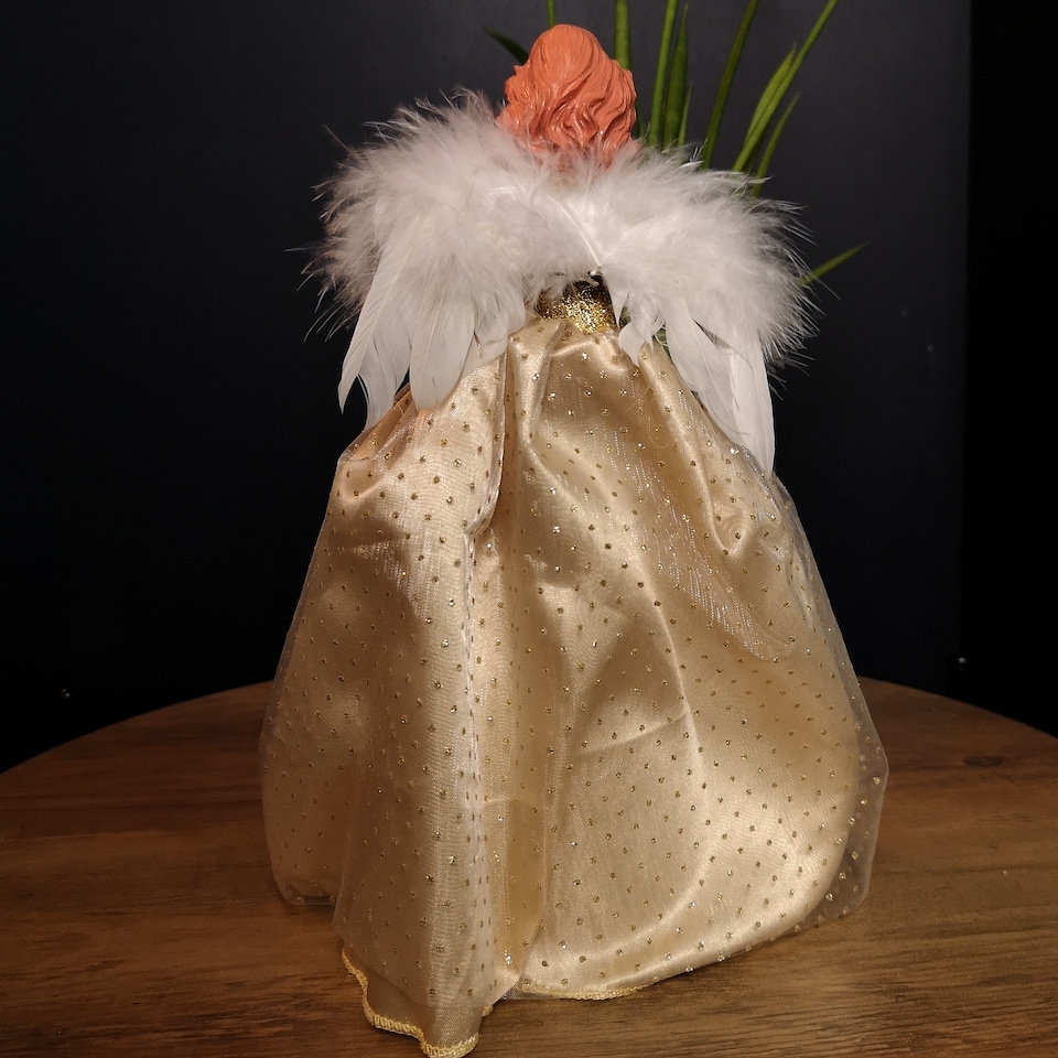 image 1 of 25cm Premier Christmas Tree Topper Angel Decoration with Feather Wings in Gold