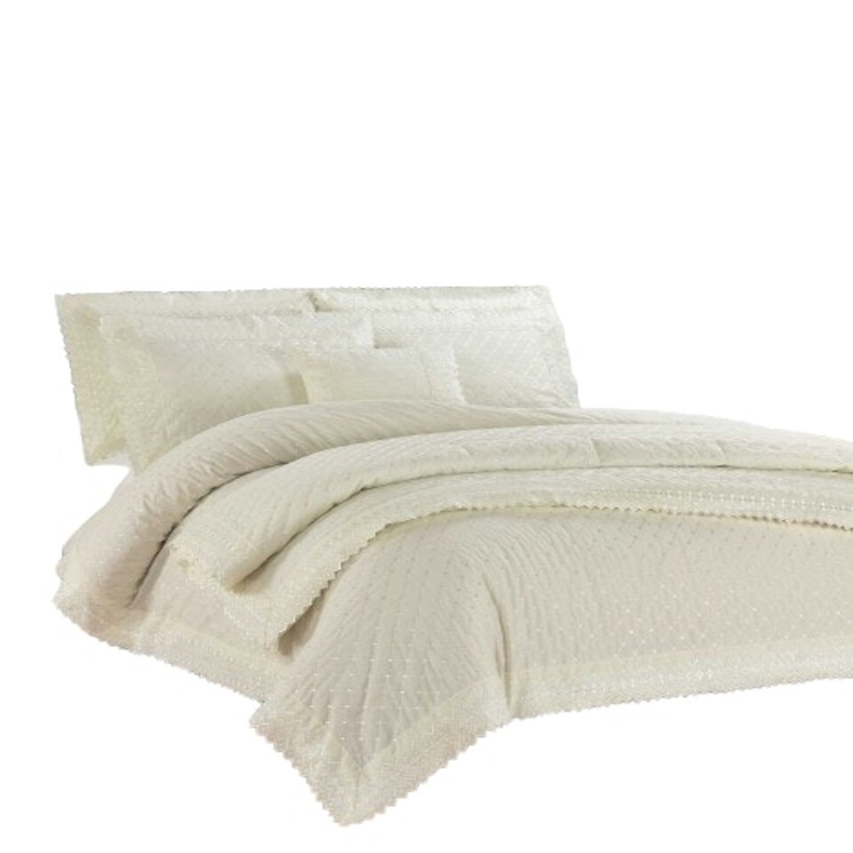 image 1 of Richmond Polycotton Luxury Duvet Cover Set With Pillowcase Cream | Double