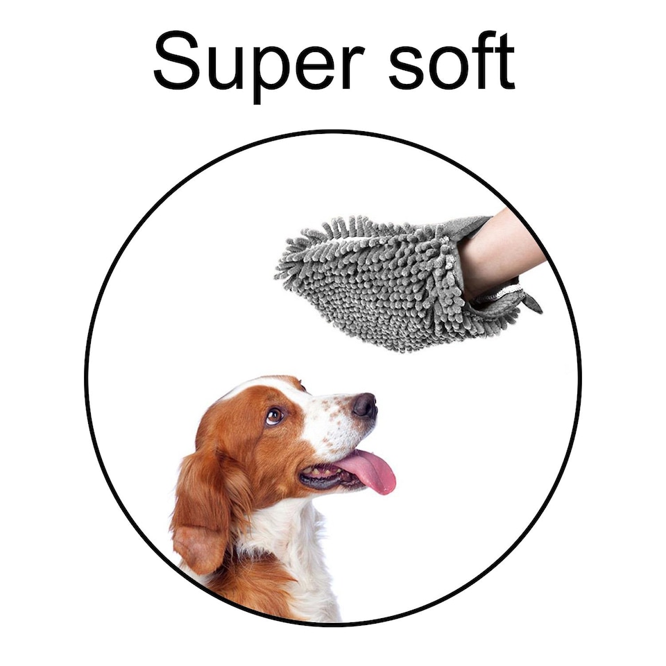 image 1 of Quick Drying Microfibre Pet Towel Mitt Dog Puppy Bath Shower Absorbent Material