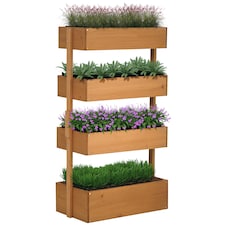 Outsunny Raised Garden Bed Wooden Plant Stand Orange