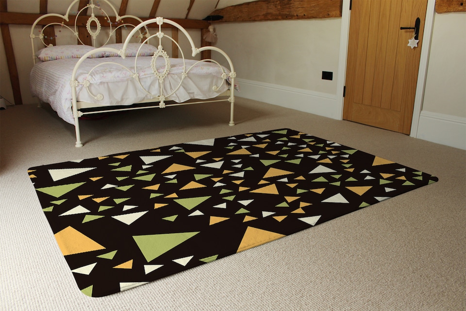 image 1 of Yellow Green Triangles Rug | Multi