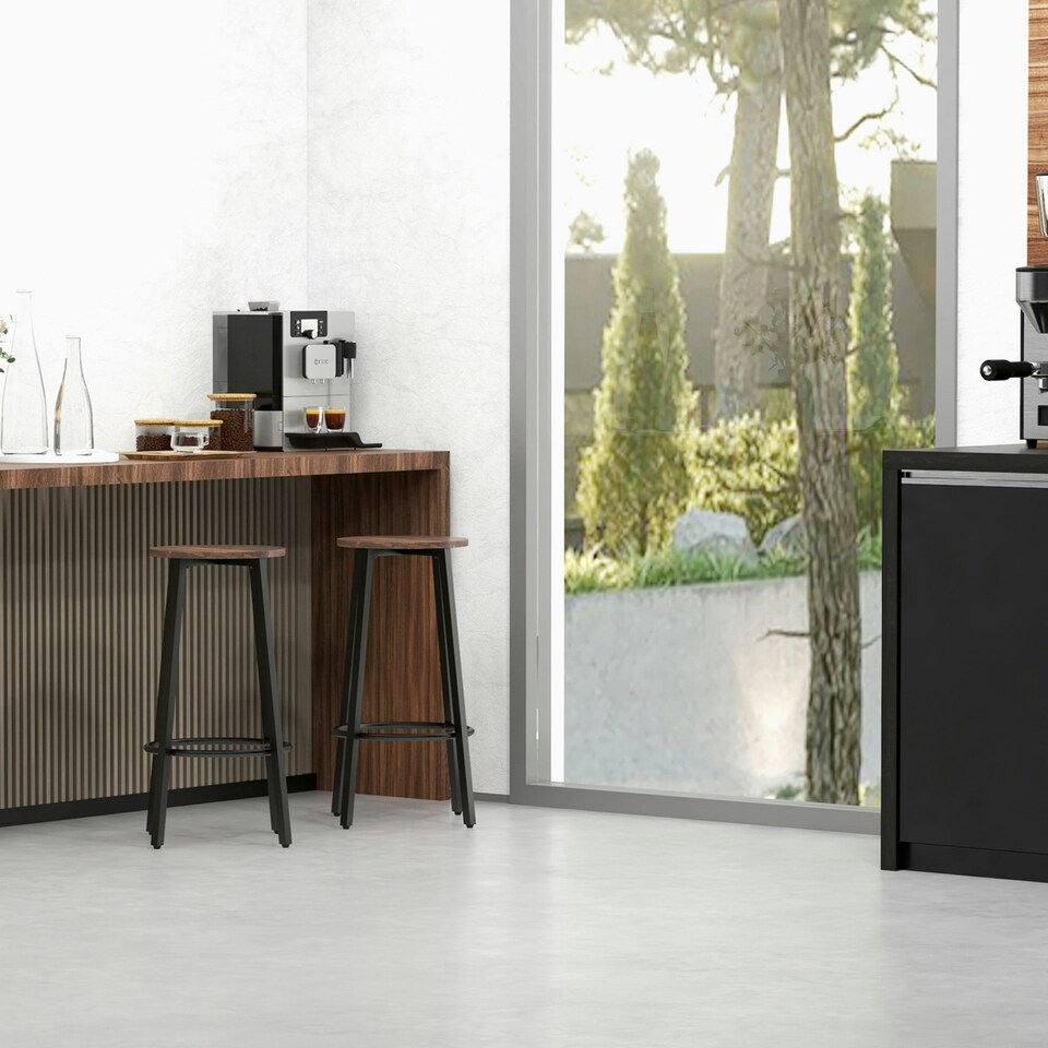 image 1 of HOMCOM Bar Stools Set of 2 Counter Height Bar Stools for Dining Room Kitchen