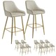 image 10 of Bar Stool Avane - with backrest, upholstered, velvet look - Set of 6 Cream | Gold