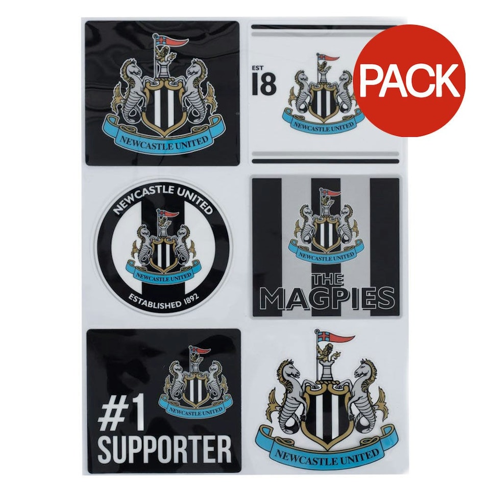 image 1 of Newcastle United FC Car Decal Set (Pack of 6) - White/Blue/Black - One Size | Multi | White