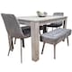 image 1 of Grey Wooden Dining Table Set with 2 Chairs and 2 Benches Dining Kitchen Furniture
