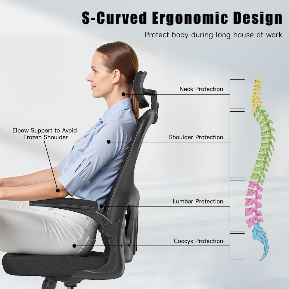 image 1 of Rattantree Ergonomic Office Chair With Headrest & Lumbar Support