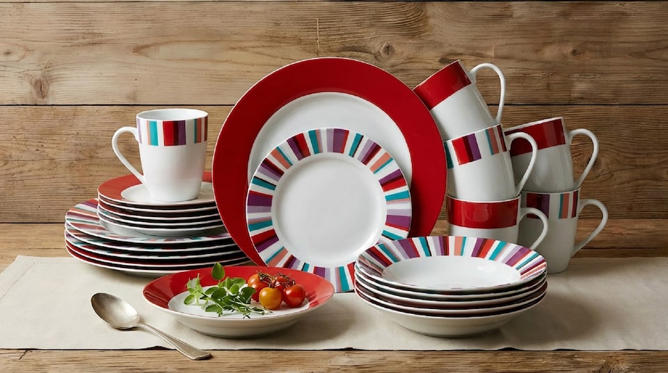 image 1 of Waterside 24pc Modern Stripe Dinner set