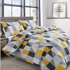 Velosso Jazz Printed Cotton Blend Duvet Cover and Pillowcase Set | Yellow | Double