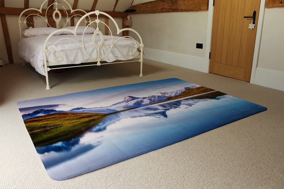image 1 of Panoramic View Of The Mt. Schreckhorn And Wetterhorn Designer Rug | Multi