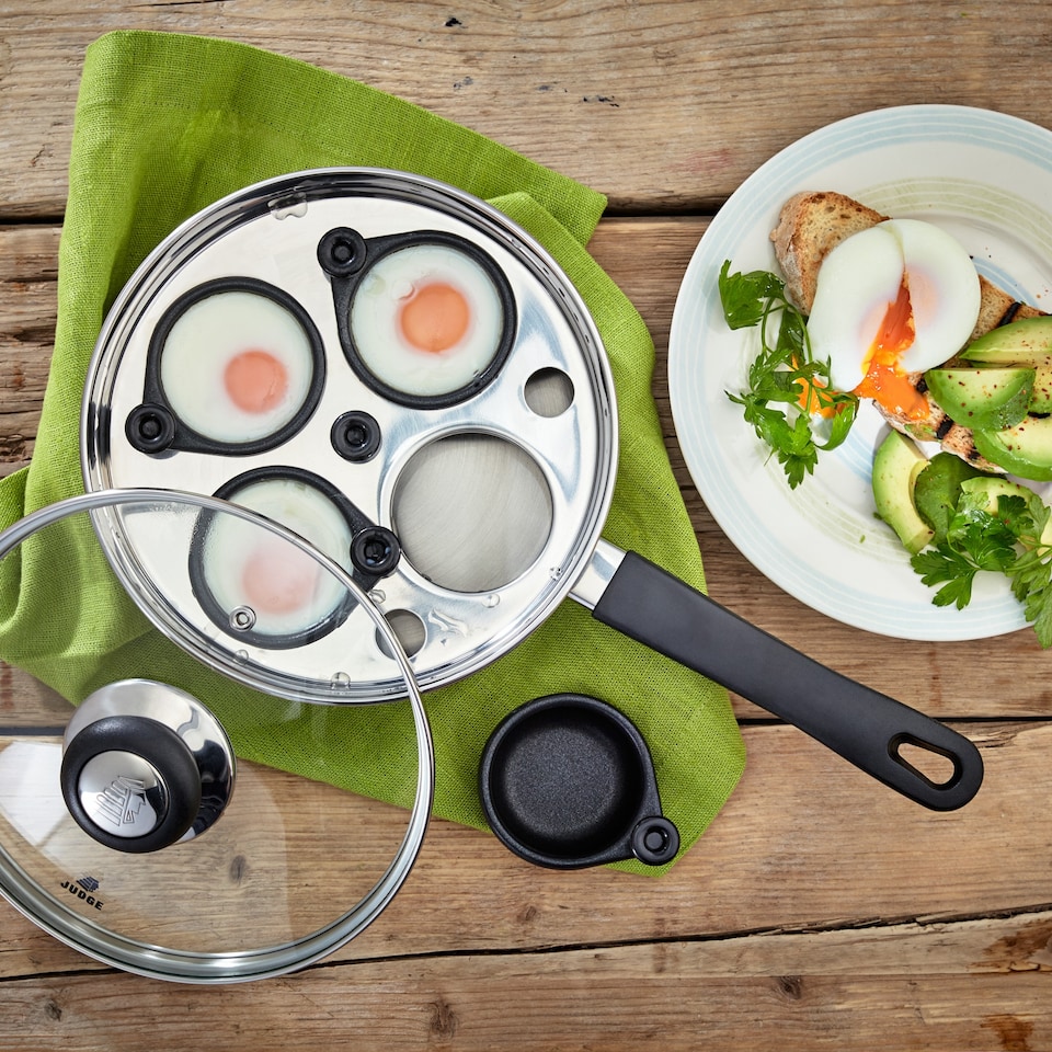 Judge Vista Stainless Steel Egg Poacher Pan 20cm with Glass Lid