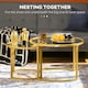 image 4 of HOMCOM Coffee Table Set of 2, Modern Nest of Tables with Tempered Glass Top, Steel Frame for Living Room, Gold Tone | Gold