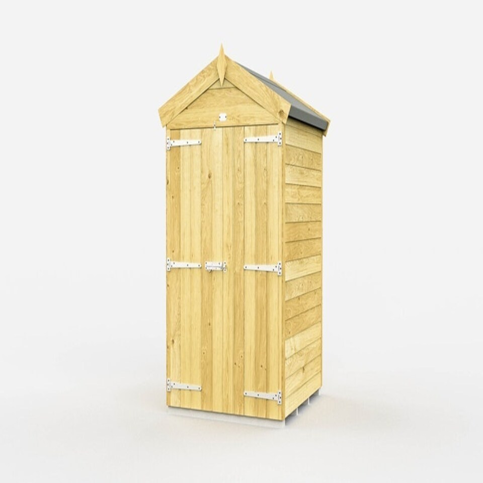 image 1 of 4 x 4 Feet Apex Shed - Double Door Without Windows - Wood - L127 x W118 x H217 cm Brown